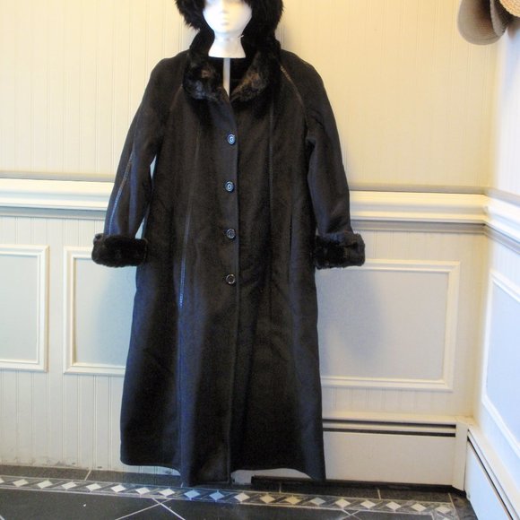 Free Shipping Gallery Black Russian hat and long  coat very warm  a size X-Large - Picture 4 of 12